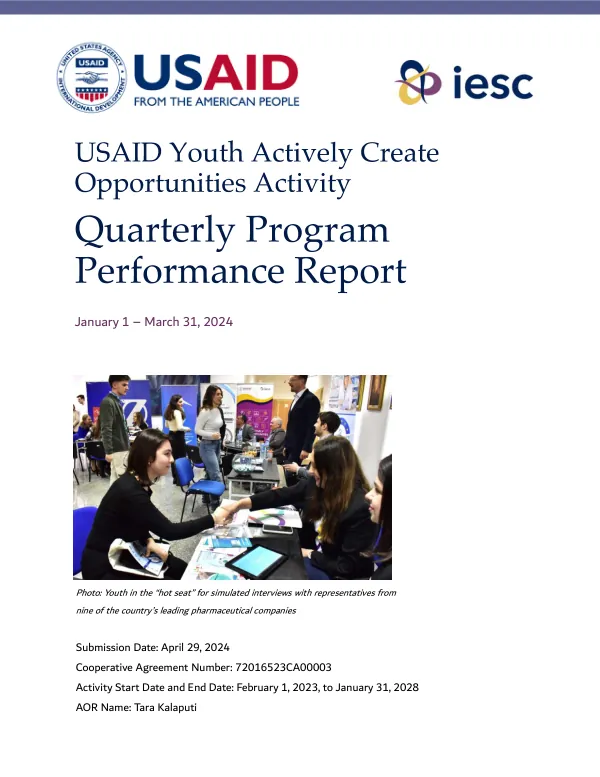 USAID Youth Actively Create Opportunities Activity Quarter 2 FY2024 Performance Report