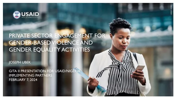 Private Sector Engagement for Gender-Based Violence and Gender Equality Activities