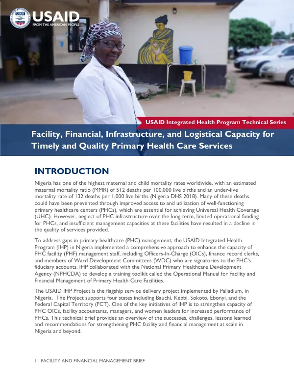 IHP Facility and Financial Management Technical Brief