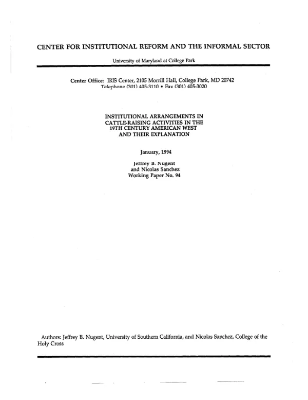 Institutional arrangements in cattle-raising activities in the 19th century American west and their explanation