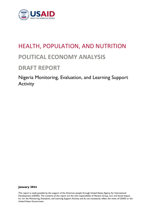 Political Economy Analysis of Health Financing, Human Resources for Health, and Transparency and Accountability in Nigeria