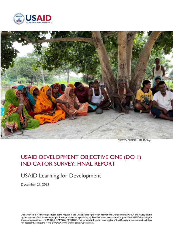 USAID Development Objective 1 Indicator Survey Final Report