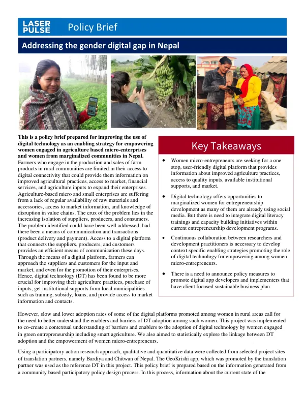 Policy Brief: Addressing the gender digital gap in Nepal