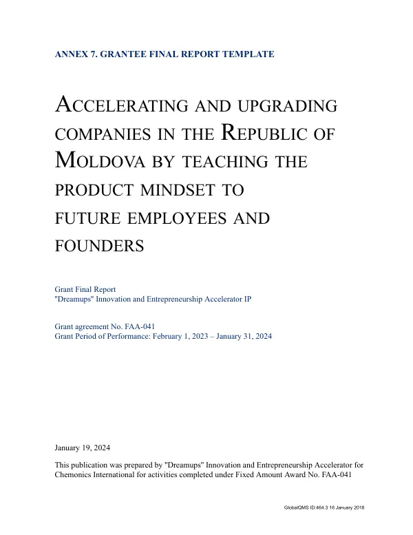 Dreamups - Annex 7 Grantee Final Report