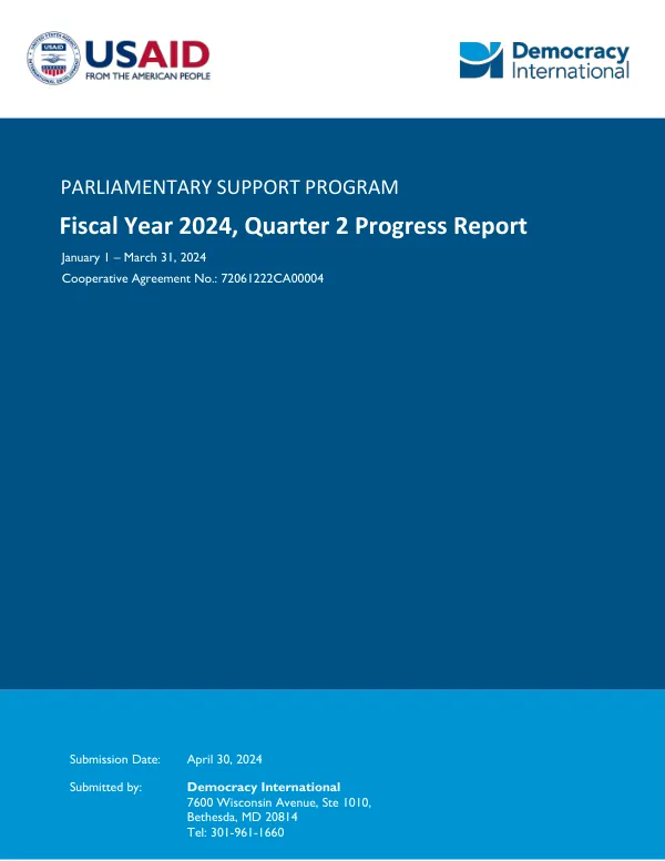 Parliamentary Support Program Fiscal Year 2024, Quarter 2 Progress Report