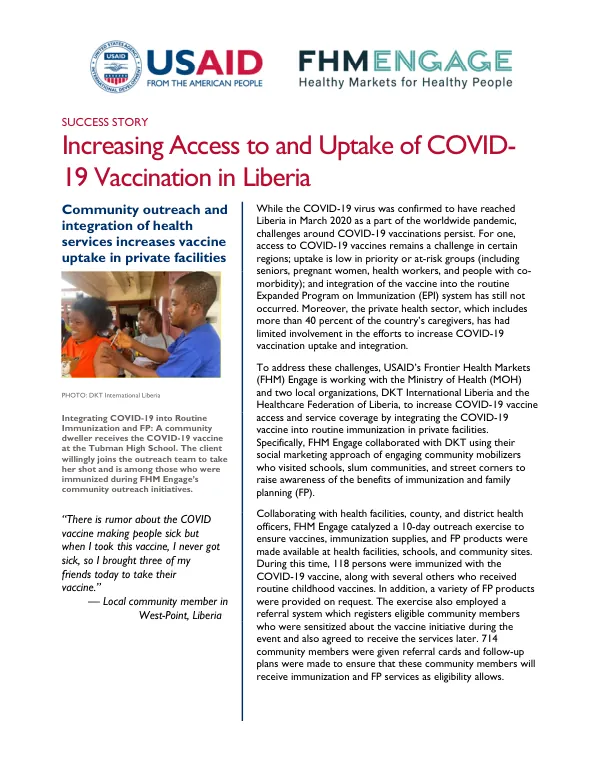 Increasing Access to and Uptake of COVID-19 Vaccination in Liberia