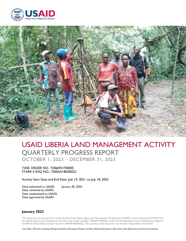USAID Liberia Land Management Activity | Y3Q1 Quarterly Report (FY2024Q1)