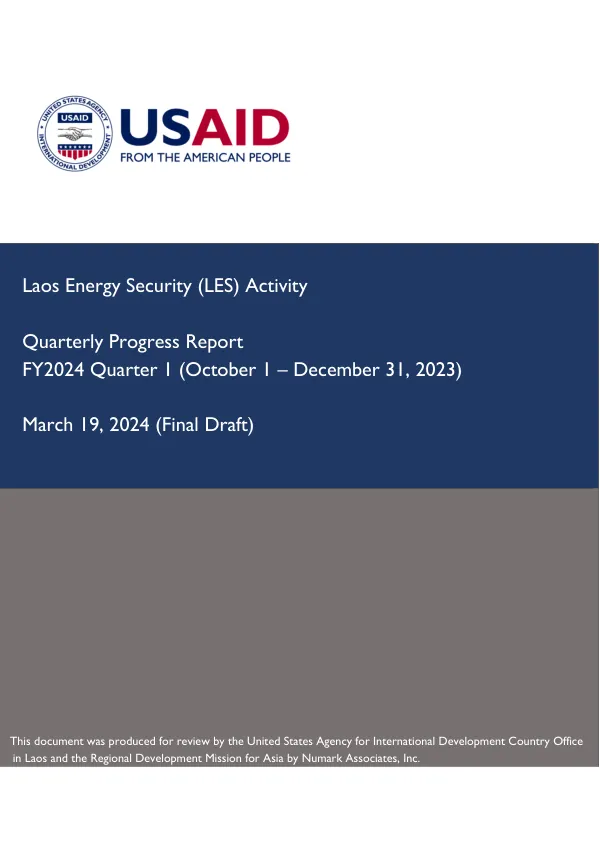 Laos Energy Security (LES) Activity Quarterly Progress Report FY2024 Quarter 1 (October 1 – December 31, 2023)