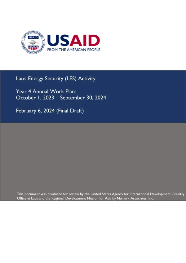 Year 4 Annual Work Plan: Laos Energy Security Activity