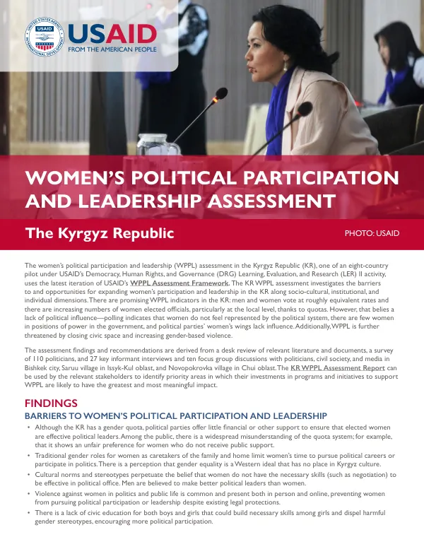 Women's Political Participation and Leadership Assessment