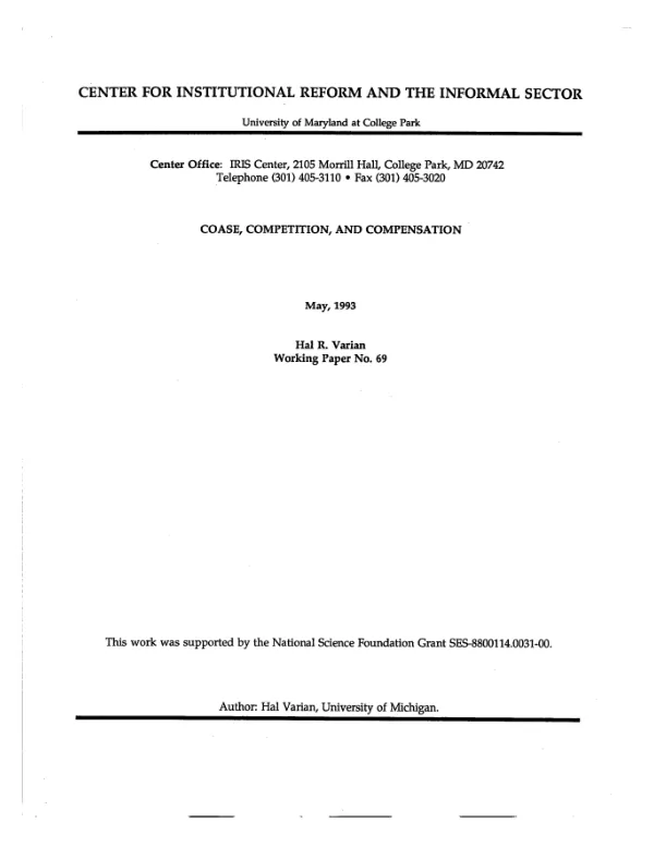Coase, competition, and compensation