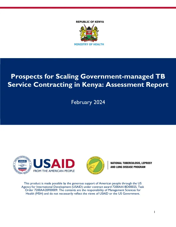 Prospects for Scaling Government-managed TB Service Contracting in Kenya: Assessment Report