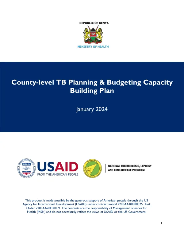 Kenya County-level TB Planning & Budgeting Capacity Building Plan