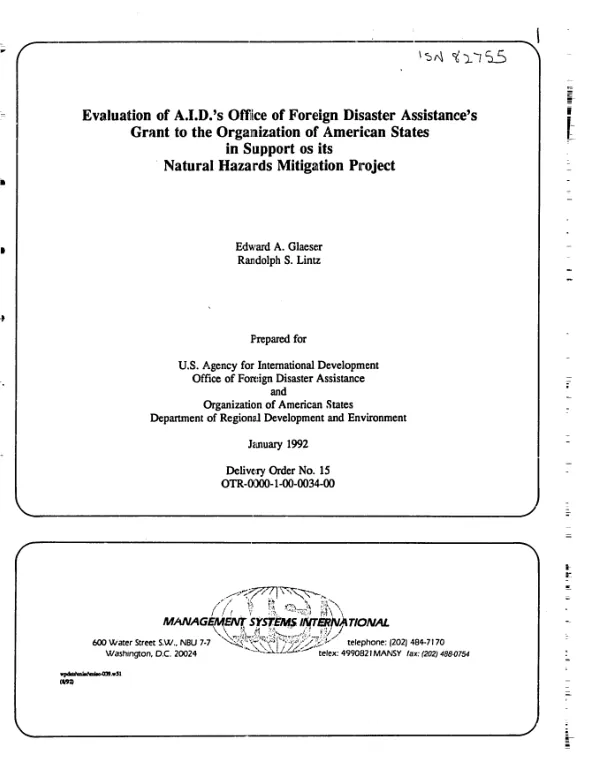 Evaluation of AID"s Office of Foreign Disaster Assistance"s grant to the Organization of American States in support os [of] its natural hazards mitigation project