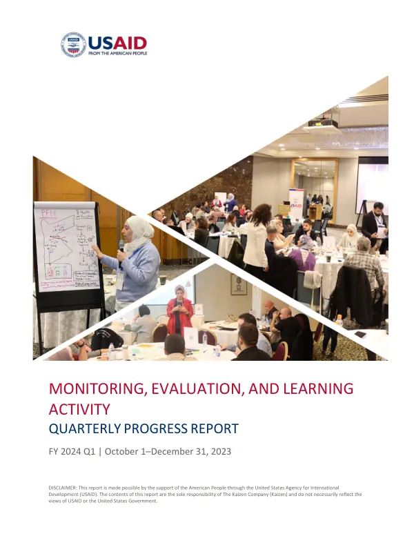 FY 2024 Q1 Monitoring, Evaluation, and Learning Activity Quarterly Progress Report