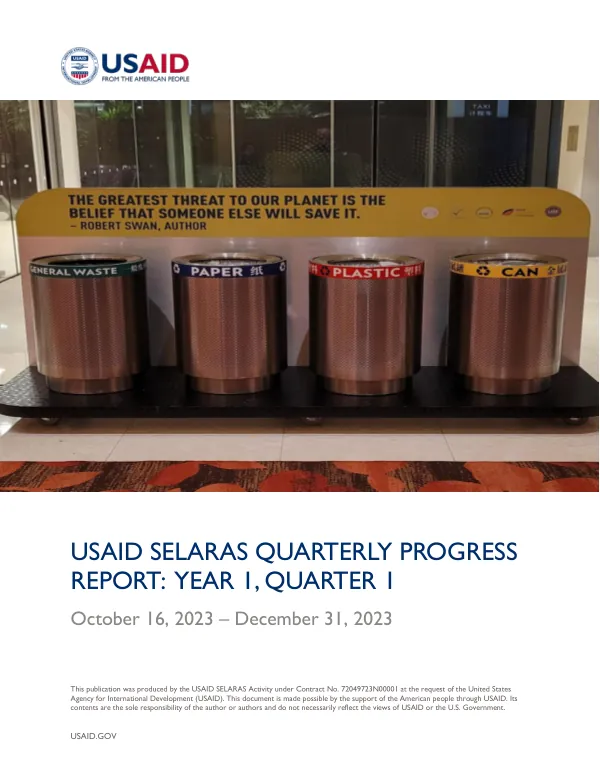 USAID SELARAS Quarterly Progress Report: Year 1, Quarter 1