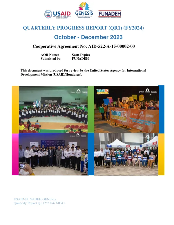 USAID-FUNADEH GENESIS Quarterly Report Q1 FY2024 ME&L