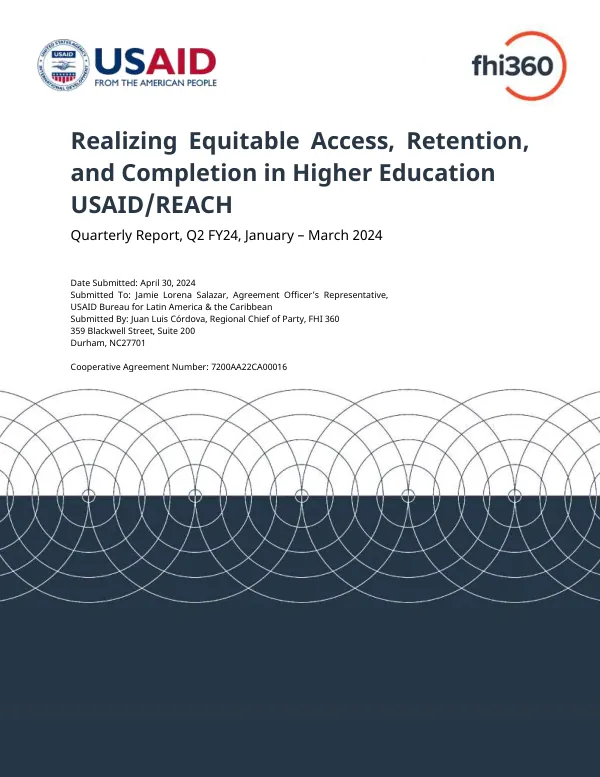 Realizing Equitable Access, Retention, and Completion in Higher Education Quarterly Report, Q2 FY24