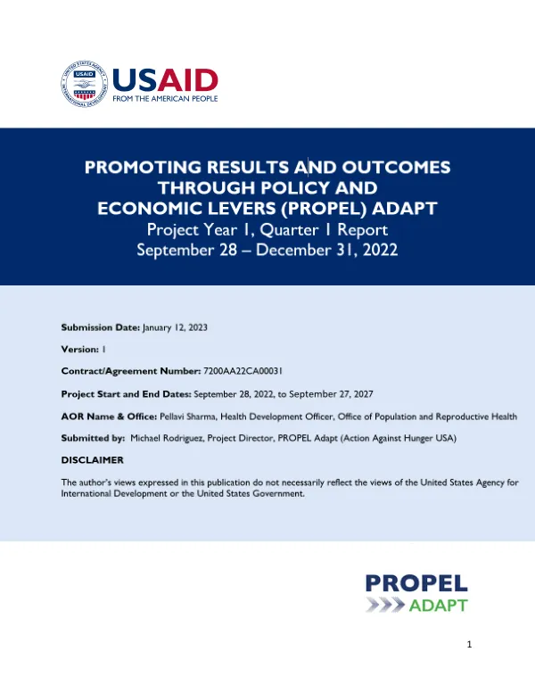 PROPEL Adapt Project Year 1 Quarter 1 Report