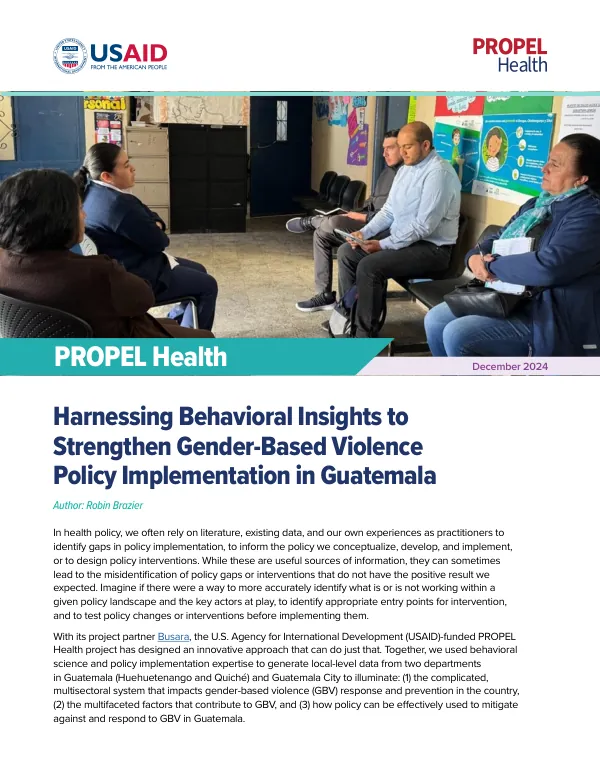 Harnessing Behavioral Insights to Strengthen Gender-Based Violence Policy Implementation in Guatemala
