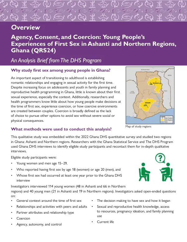 Overview - Agency, Consent, and Coercion: Young People's Experiences of First Sex in Ashanti and Northern Regions, Ghana (QRS24) - Analysis Brief [AB34]