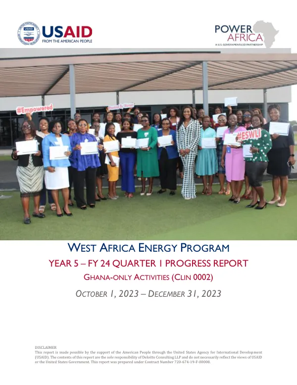 West Africa Energy Program YEAR 5 – FY 24 QUARTER 1 PROGRESS REPORT GHANA-ONLY ACTIVITIES (CLIN 0002)