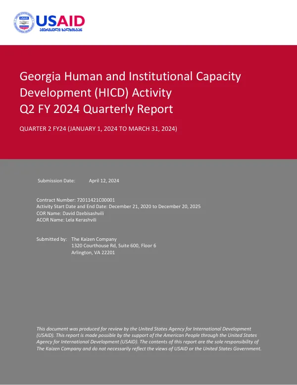 Georgia Human and Institutional Capacity Development Activity - Q4 FY 2023 Quarterly Report