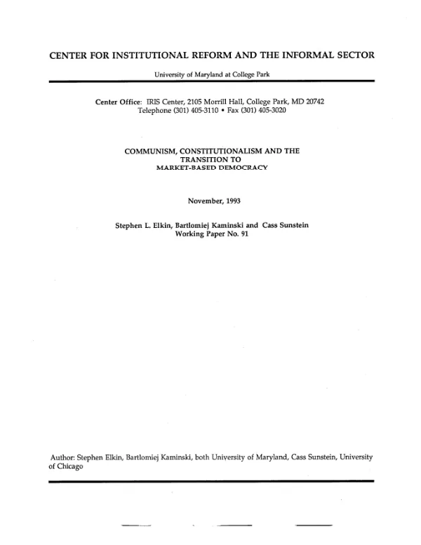 Communism, constitutionalism and the transition to market-based democracy