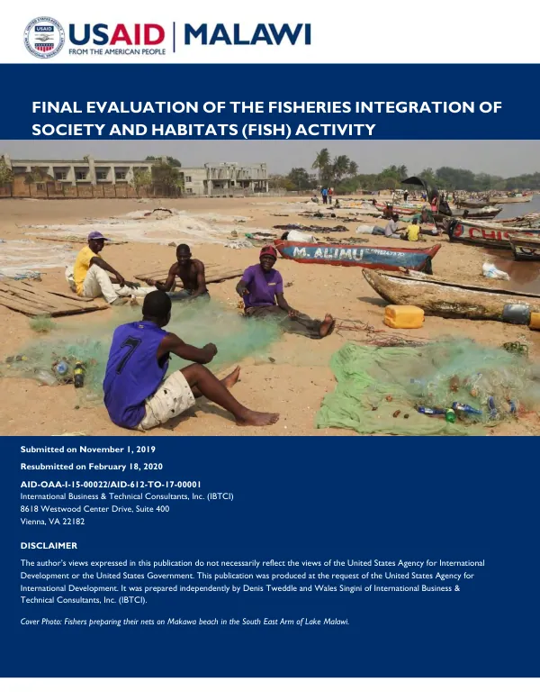Final evaluation of the fisheries integration of society and habitats (FISH) activity