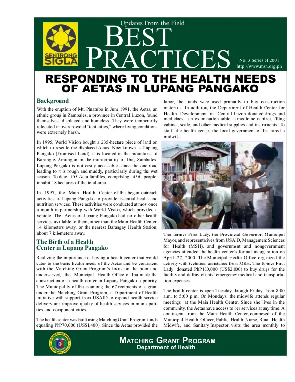 Responding to the health needs of Aetas in Lupang Pangako