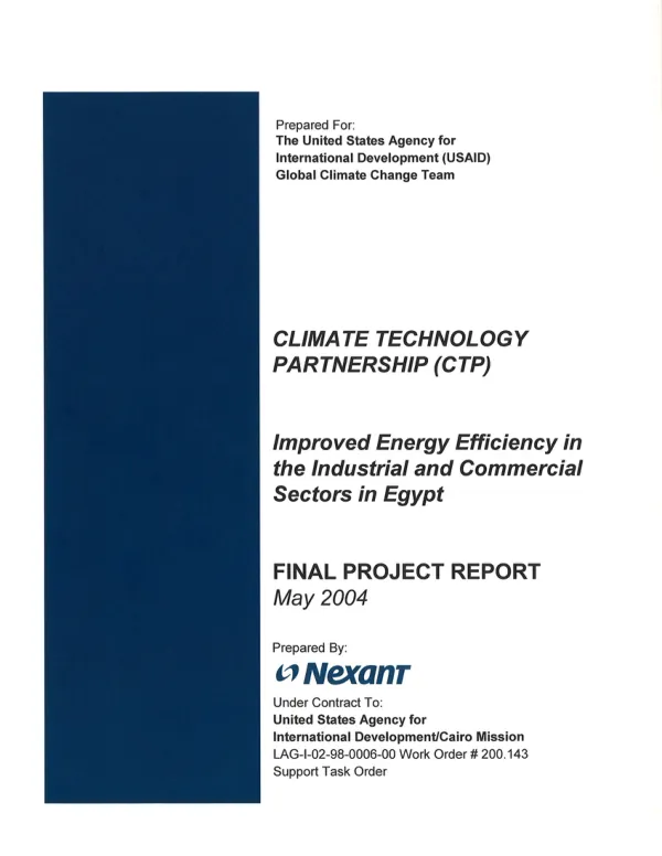 Climate technology partnership (CTP) : improved energy efficiency in the industrial and commercial sectors in Egypt -- final project report