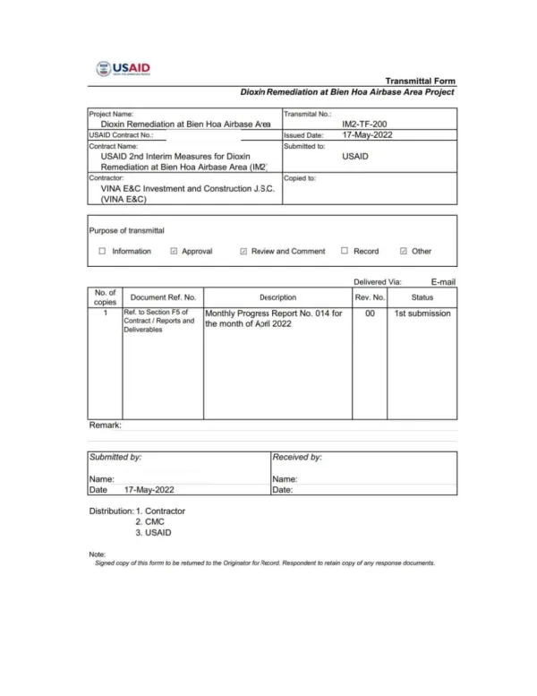 IM2 Monthly Progress Report No.014 for The Month of April 2022