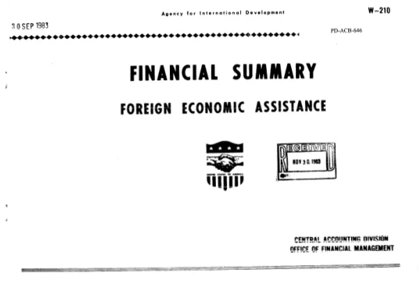 Financial summary : foreign economic assistance, September 30, 1983