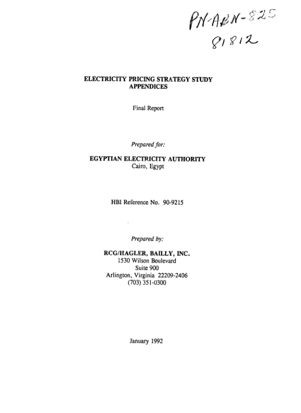 Electricity pricing strategy study -- appendices