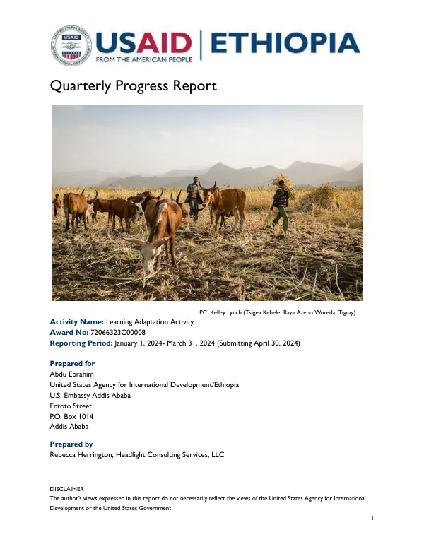 Quarterly Progress Report: Learning Adaptation Activity FY24 Q2 (Jan-March)