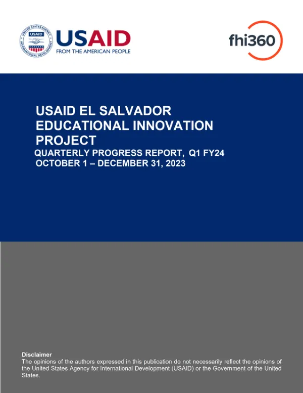 USAID Educational Innovation Project Quarterly Progress Report Q1 FY24