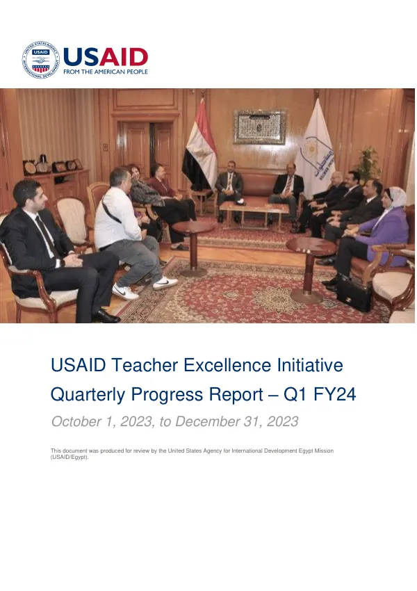 USAID Teacher Excellence Initiative Quarterly Progress Report – Q1 FY24