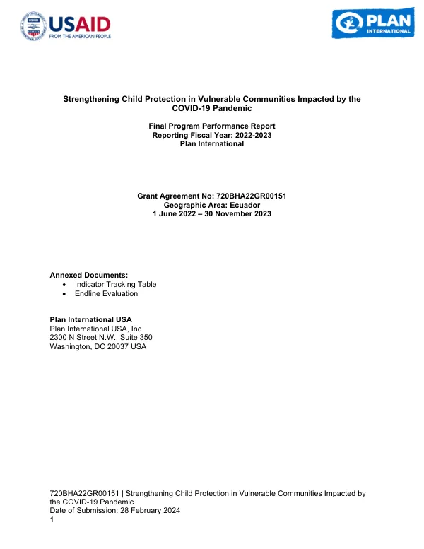 Strengthening Child Protection in Vulnerable Communities Impacted by the COVID-19 Pandemic