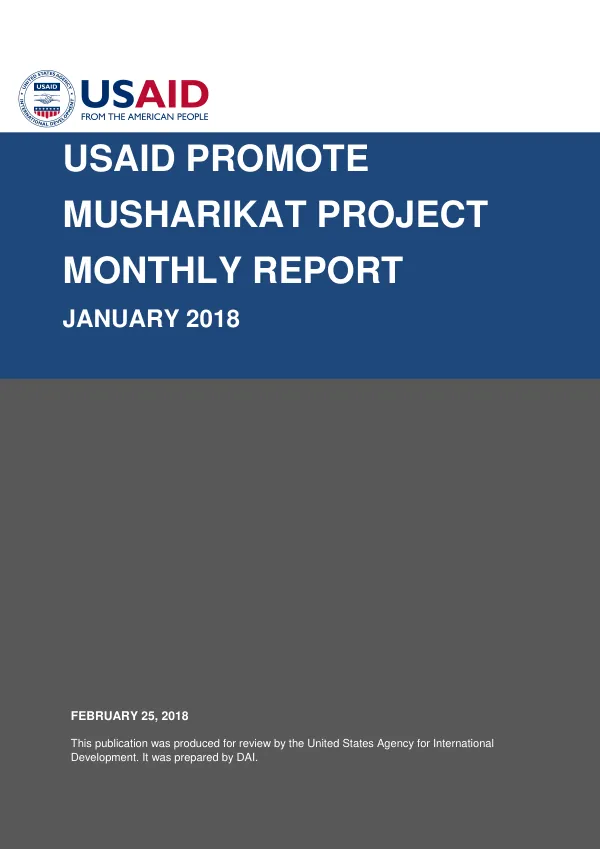 Promote Musharikat Monthly Report | January 2018
