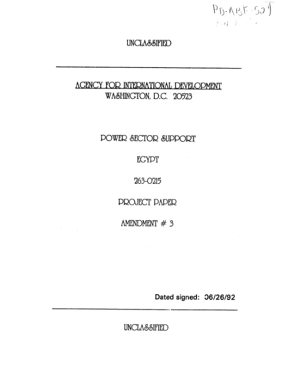 Power sector support : amendment no. 3