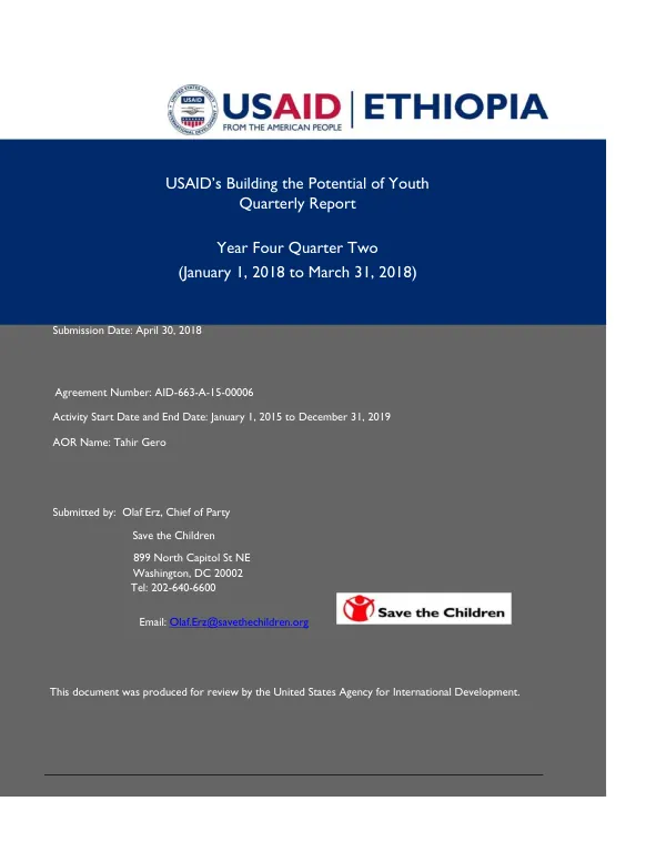 USAID’s Building the Potential of Youth Quarterly Report Year Four Quarter Two