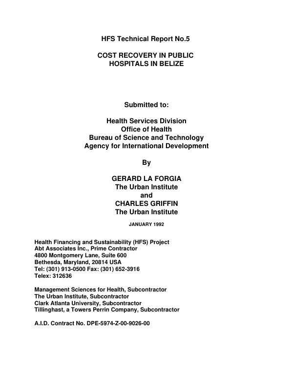 Cost recovery in public hospitals in Belize