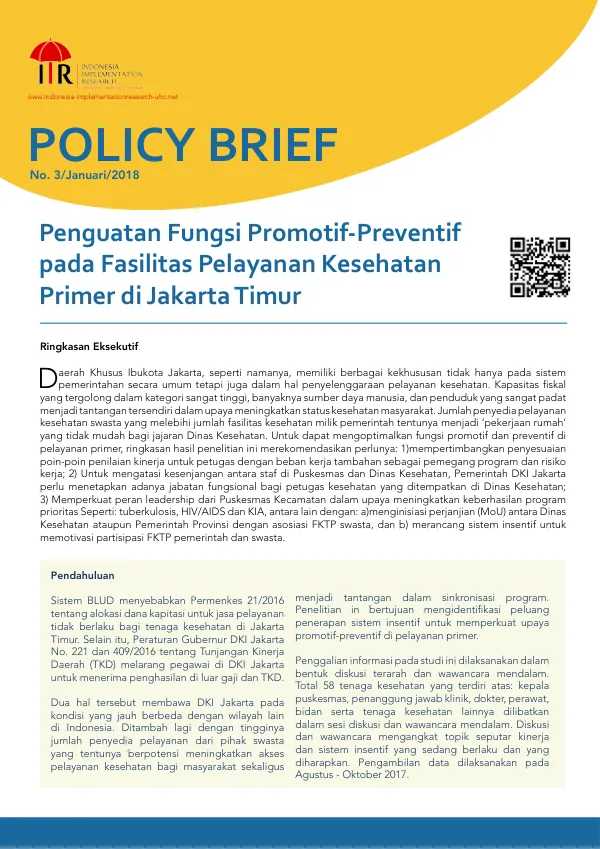 Penguatan Fungsi Promotif-Preventif pada Fasilitas Pelayanan Kesehatan Primer di Jakarta Timur