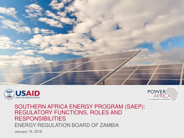 Southern Africa Energy Program (SAEP): Regulatory Functions, Roles and Responsibilities