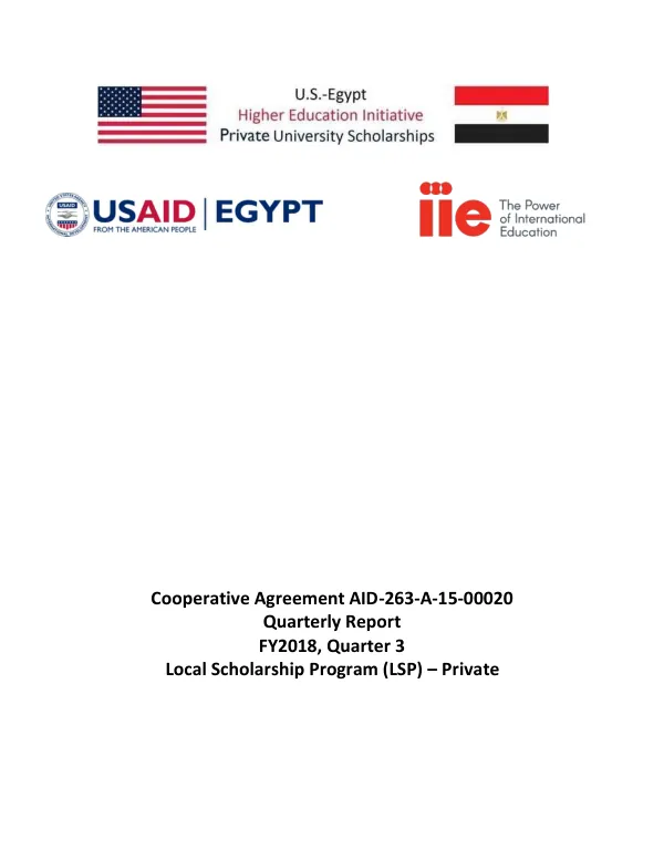 Local Scholarship Program FY2018 Q3 Progress Report