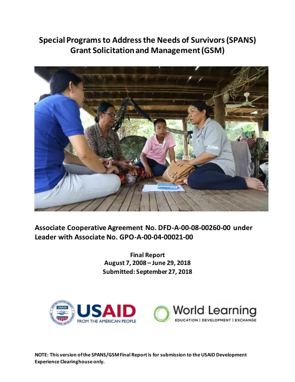 Final Report: Special Programs to Address the Needs of Survivors (SPANS) Grant Solicitation and Management (GSM)