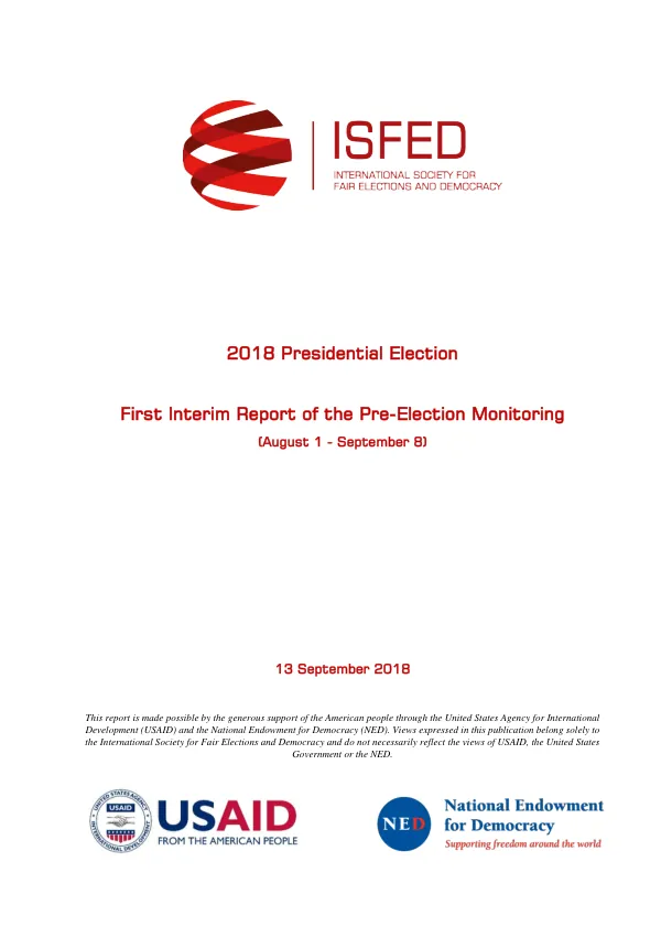 First Interim Report of the Pre-Election Monitoring (August 1 - September 8)