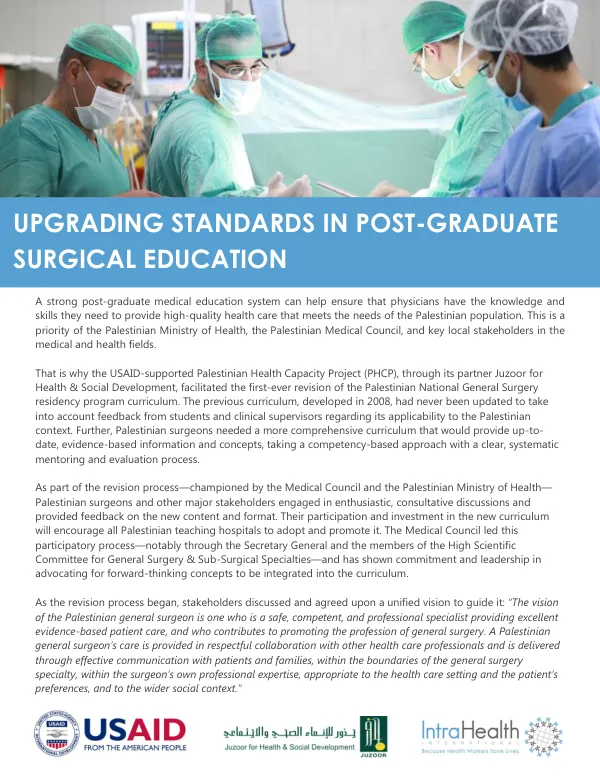 Upgrading Standards in Post-Graduate Surgical Education
