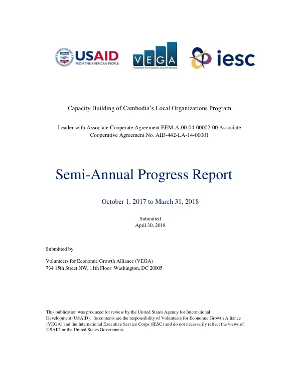 Capacity Building of Cambodia’s Local Organizations Program Semi-Annual Progress Report FY2018 Q1-Q2