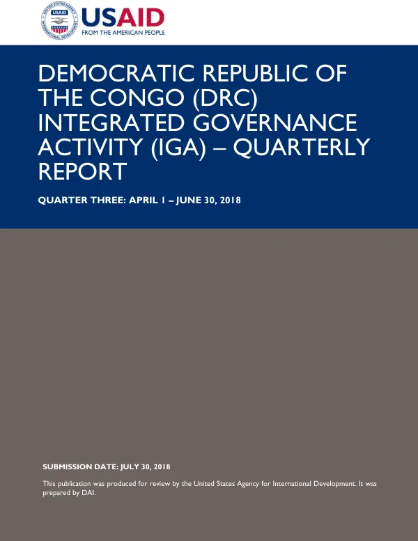 USAID IGA Quarterly Progress Report, FY18 Q3